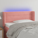 sengegavl med LED-lys 83x16x78/88 cm fløjl lyserød