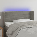 sengegavl med LED-lys 93x16x78/88 cm fløjl lysegrå