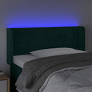 sengegavl med LED-lys 93x16x78/88 cm fløjl Mørkegrøn