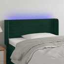 sengegavl med LED-lys 93x16x78/88 cm fløjl Mørkegrøn