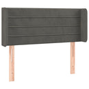sengegavl med LED-lys 103x16x78/88 cm fløjl mørkegrå