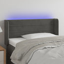 sengegavl med LED-lys 103x16x78/88 cm fløjl mørkegrå