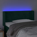 sengegavl med LED-lys 103x16x78/88 cm fløjl mørkegrøn