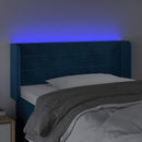 sengegavl med LED-lys 103x16x78/88 cm fløjl mørkeblå