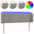 sengegavl med LED-lys 147x16x78/88 cm fløjl lysegrå