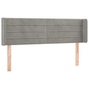 sengegavl med LED-lys 147x16x78/88 cm fløjl lysegrå
