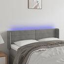 sengegavl med LED-lys 147x16x78/88 cm fløjl lysegrå