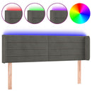 sengegavl med LED-lys 147x16x78/88 cm fløjl mørkegrå