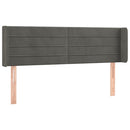 sengegavl med LED-lys 147x16x78/88 cm fløjl mørkegrå