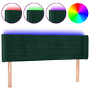 sengegavl med LED-lys 147x16x78/88 cm fløjl mørkegrøn
