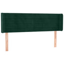 sengegavl med LED-lys 147x16x78/88 cm fløjl mørkegrøn