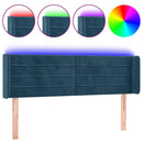sengegavl med LED-lys 147x16x78/88 cm fløjl mørkeblå