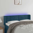 sengegavl med LED-lys 147x16x78/88 cm fløjl mørkeblå