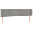 sengegavl med LED-lys 163x16x78/88 cm fløjl lysegrå