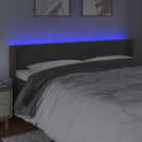 sengegavl med LED-lys 183x16x78/88 cm fløjl mørkegrå