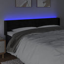 sengegavl med LED-lys 203x16x78/88 cm fløjl sort