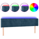 sengegavl med LED-lys 203x16x78/88 cm fløjl mørkeblå