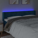 sengegavl med LED-lys 203x16x78/88 cm fløjl mørkeblå
