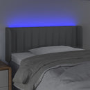 sengegavl med LED-lys 83x16x78/88 cm stof lysegrå