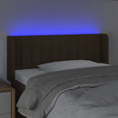sengegavl med LED-lys 83x16x78/88 cm stof mørkebrun