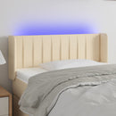sengegavl med LED-lys 83x16x78/88 cm stof cremefarvet