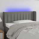 sengegavl med LED-lys 93x16x78/88 cm stof mørkegrå