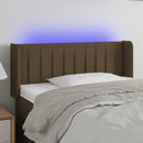 sengegavl med LED-lys 93x16x78/88 cm stof mørkebrun