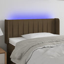 sengegavl med LED-lys 103x16x78/88 cm stof mørkebrun