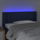 sengegavl med LED-lys 103x16x78/88 cm stof blå