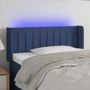 sengegavl med LED-lys 103x16x78/88 cm stof blå