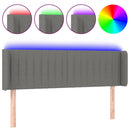sengegavl med LED-lys 147x16x78/88 cm stof mørkegrå