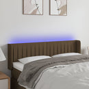 sengegavl med LED-lys 147x16x78/88 cm stof mørkebrun