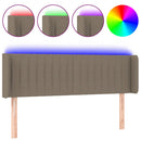 sengegavl med LED-lys 147x16x78/88 cm stof gråbrun