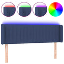 sengegavl med LED-lys 147x16x78/88 cm stof blå