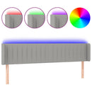 sengegavl med LED-lys 163x16x78/88 cm stof lysegrå