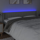 sengegavl med LED-lys 163x16x78/88 cm stof lysegrå