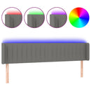 sengegavl med LED-lys 163x16x78/88 cm stof mørkegrå