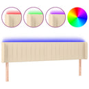 sengegavl med LED-lys 163x16x78/88 cm stof cremefarvet