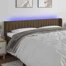 sengegavl med LED-lys 183x16x78/88 cm stof mørkebrun