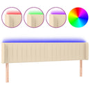 sengegavl med LED-lys 183x16x78/88 cm stof cremefarvet