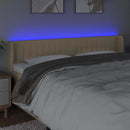 sengegavl med LED-lys 183x16x78/88 cm stof cremefarvet