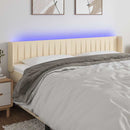 sengegavl med LED-lys 183x16x78/88 cm stof cremefarvet