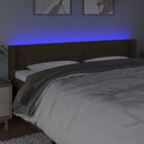sengegavl med LED-lys 203x16x78/88 cm stof mørkebrun