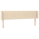 sengegavl med LED-lys 203x16x78/88 cm stof cremefarvet