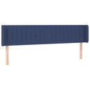 sengegavl med LED-lys 203x16x78/88 cm stof blå