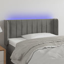 sengegavl med LED-lys 83x16x78/88 cm fløjl lysegrå