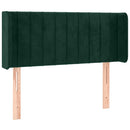 sengegavl med LED-lys 83x16x78/88 cm fløjl Mørkegrøn