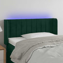 sengegavl med LED-lys 83x16x78/88 cm fløjl Mørkegrøn