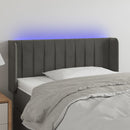 sengegavl med LED-lys 93x16x78/88 cm fløjl mørkegrå