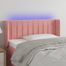 sengegavl med LED-lys 93x16x78/88 cm fløjl lyserød
